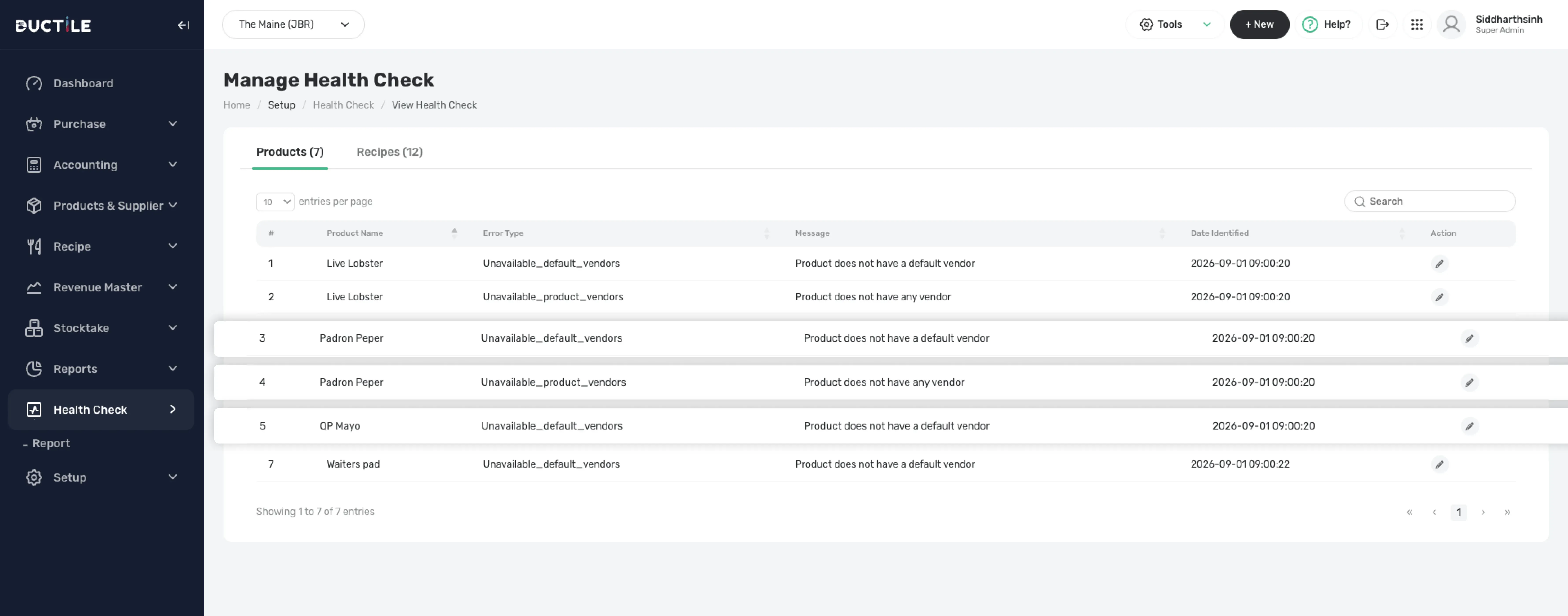 Restaurant Product & Recipe Data Management Platform