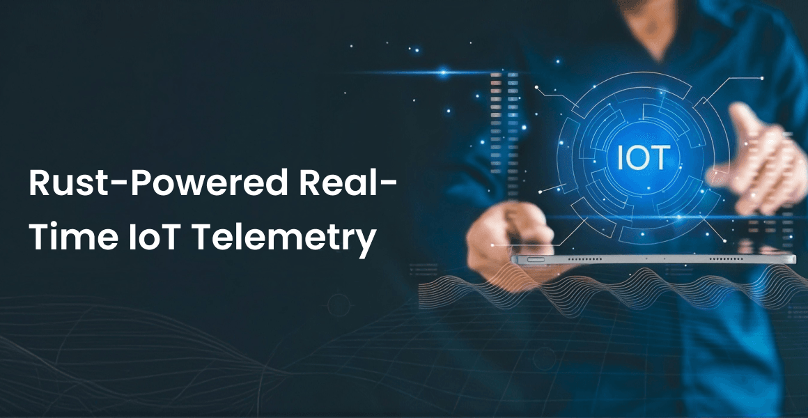 Rust IoT telemetry pipeline architecture from factory-floor edge gateways to cloud dashboard card